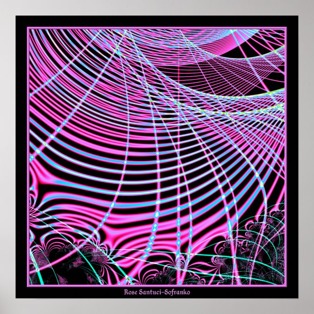 Fluorescent Neon Web Fraktal Poster (Vorne)