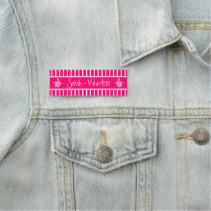 Fluorescent Pink Easy Read Volunteer Namensschild