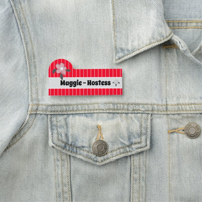 Fluorescent Red Easy Read Namensschild (Beispiel)