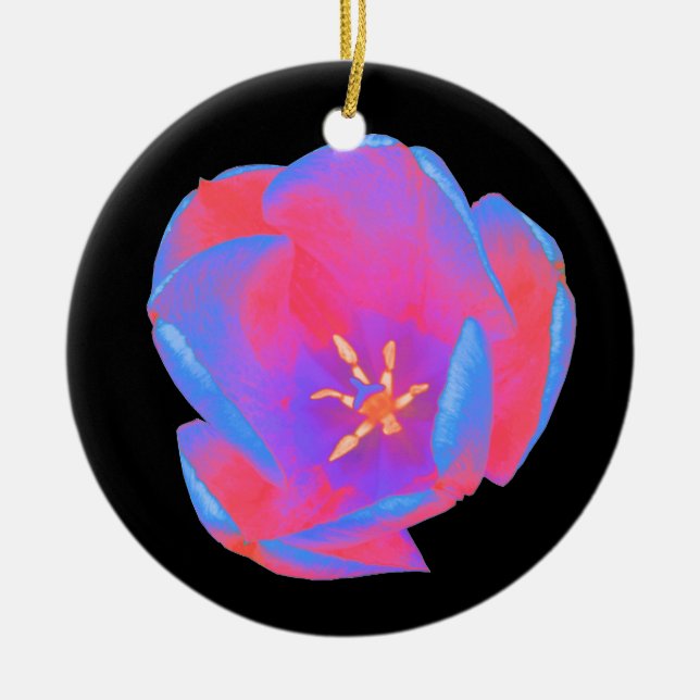 Fluorescent Tulip Custom Geburtstag Keramikornament (Vorne)