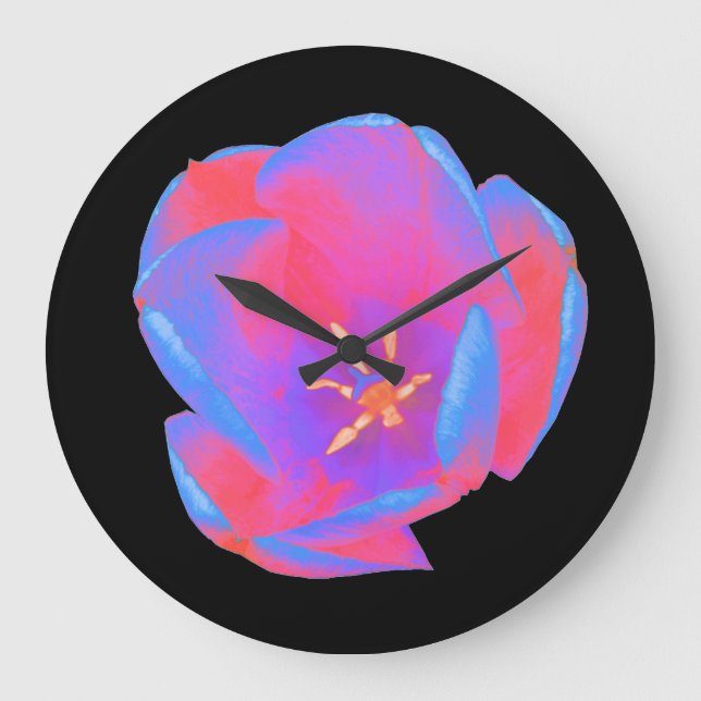 Fluorescent Tulip Wall Clock Große Wanduhr (Vorderseite)