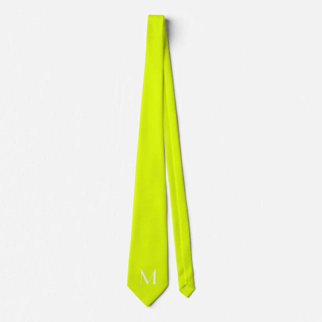 fluorescent  yellow   -  monogrammed  krawatte (Vorderseite)