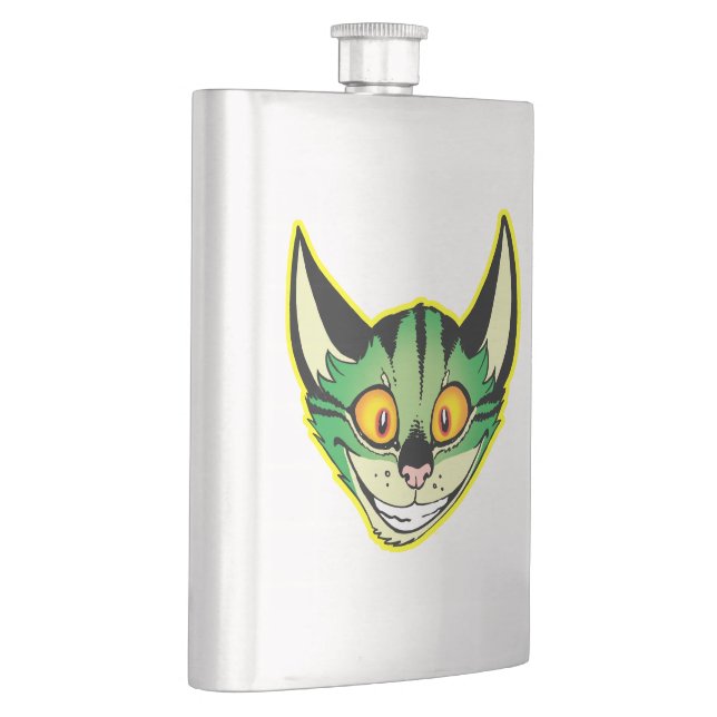 Fluoreszenz-Cartoon Cat Classic Flask Flachmann (Rechts)