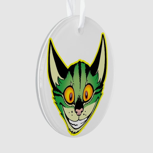 Fluoreszenz-Cartoon-Katze Acrylschmuck Ornament (Vorderseite)