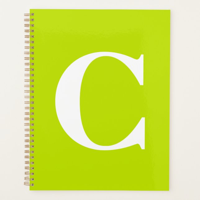 Fluoreszenz Chartreuse Yellow Neon Name Monogram Planer (Vorderseite)