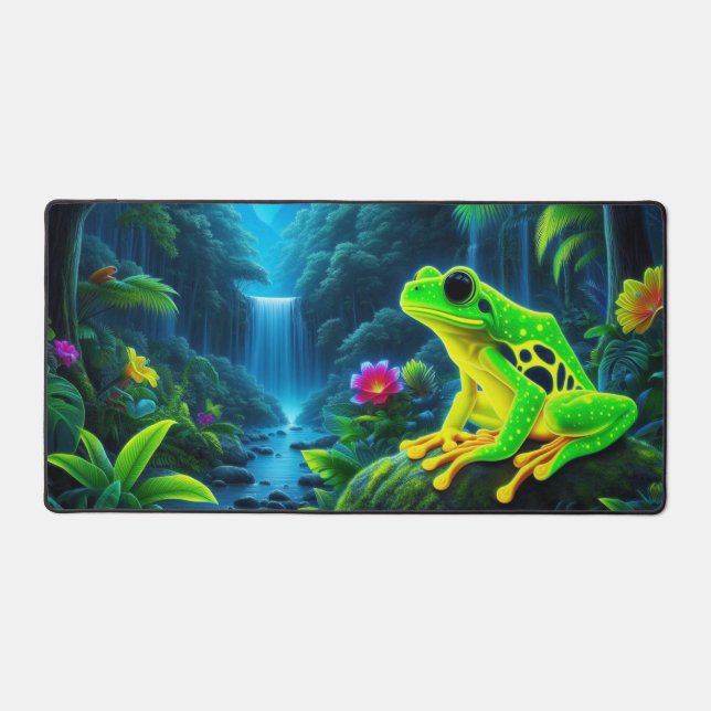Fluoreszenz-Frosch, Augen-fangene Neontiere Schreibtischunterlage (Vorderseite)