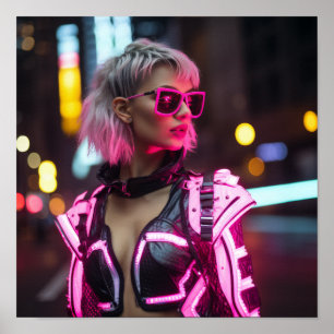 Fluoreszenz-Pink-Cyberpunk-Outfit 1 - Vibran Poster