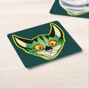 Fluoreszenzfarbstoff-Cartoon-Cat-Paper-Untersetzer Rechteckiger Pappuntersetzer