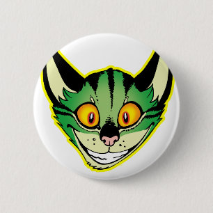 Fluoreszenzierendes Cartoon Cat Button-Abzeichen Button