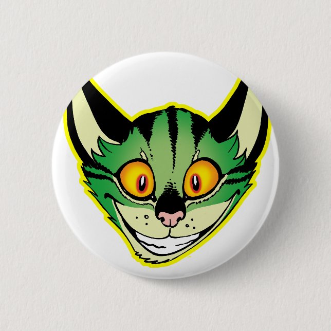Fluoreszenzierendes Cartoon Cat Button-Abzeichen Button (Vorderseite)