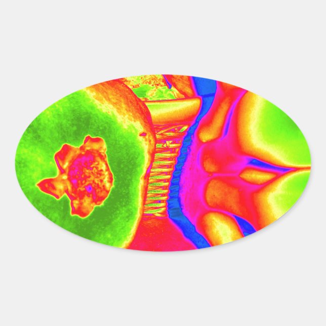 fluoreszierende Frucht Ovaler Aufkleber (Vorderseite)