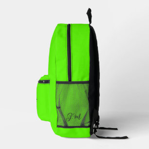 Fluoreszierende neon-grüne einfarbige Initialen Na Bedruckter Rucksack