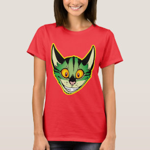 Fluoreszierendes Cartoon-Katz-Frauen-T-Shirt T-Shirt