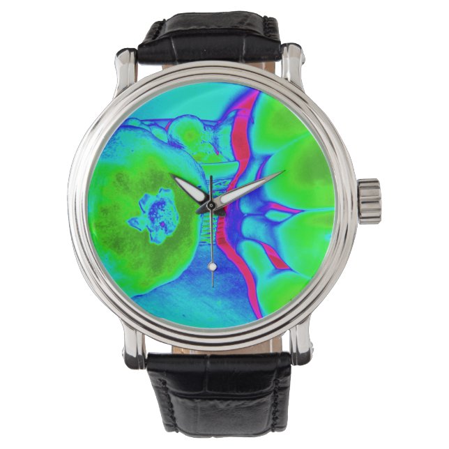 fluoreszierendes Fruchtgrün Armbanduhr (Vorderseite)