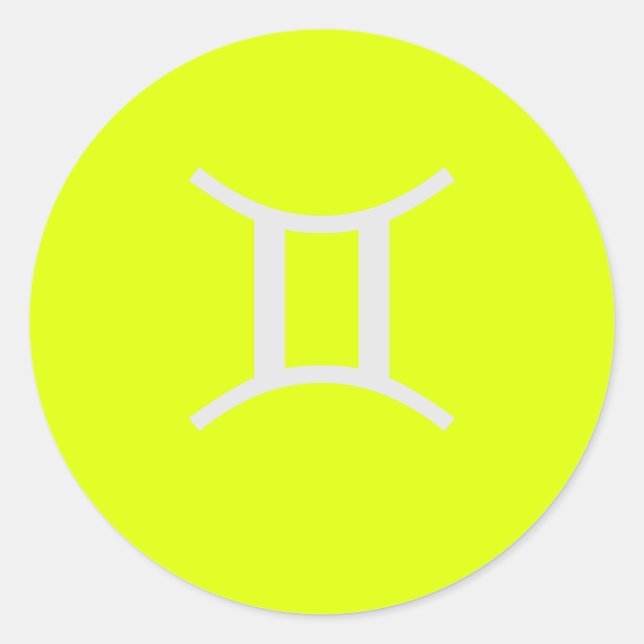 fluoreszierendes Gelb - Gemini Runder Aufkleber (Vorderseite)