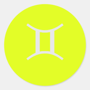 fluoreszierendes Gelb - Gemini Runder Aufkleber