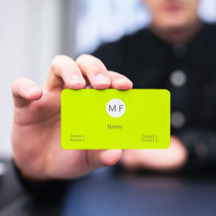 fluoreszierendes gelbes Monogramm Visitenkarte