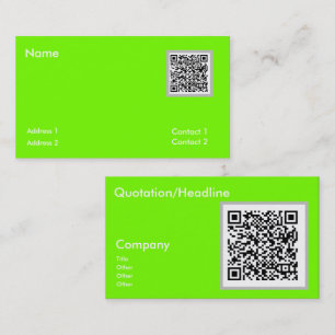 Fluoreszierendes Grün - QR-Code Visitenkarte
