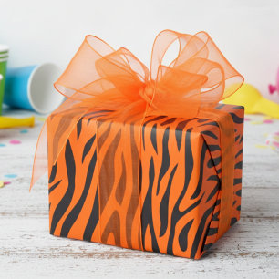 Fluoreszierendes Orange Kleiner Zebradruck Geschenkpapier