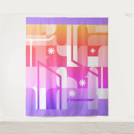 Fluoreszierendes pastellfarbenes geometrisches Mus Wandteppich