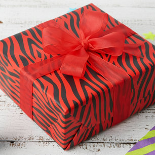 Fluoreszierendes rotes kleines Zebramuster Geschenkpapier