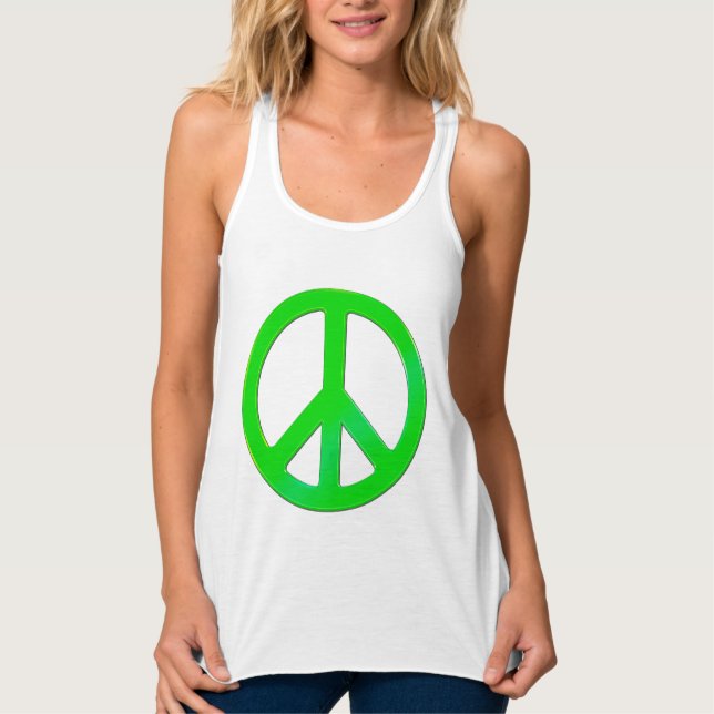 Fluoro Green Peace Symbol für den Weltfrieden Tank Top (Vorderseite)