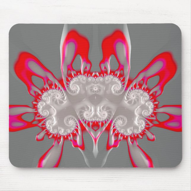 ~ FLUORO PINK RED GRAY WHITE ~ Fraktal ~Original ~ Mousepad (Vorne)
