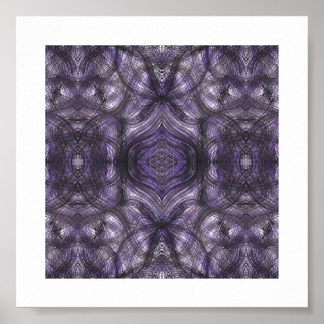 Flure Dunkelviolette Abstrakte Aquarellkunst Poster (Vorne)