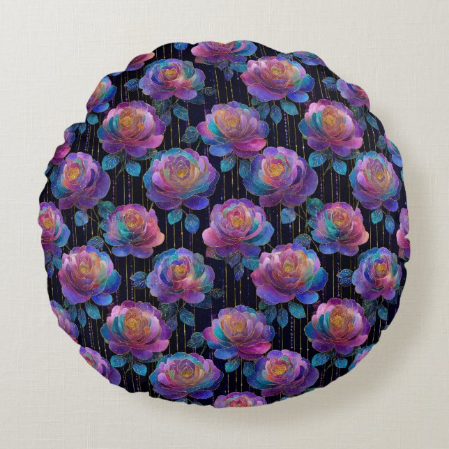 Flurweite mit rotem Ribbon-Bogen Rundes Kissen (Vorderseite)