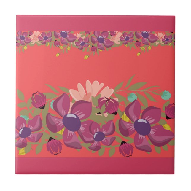 Flush Floral Tile Design Fliese (Vorderseite)