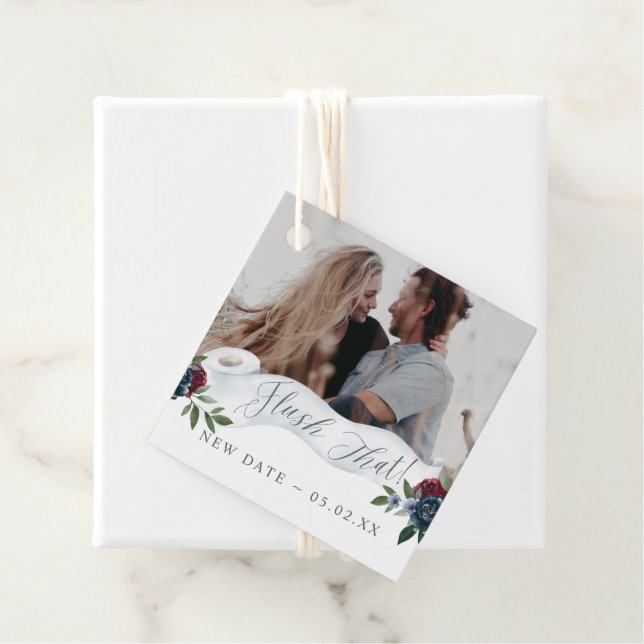 Flush the new Date Toilet Paper Roll Floral Foto Geschenkanhänger (Beispiel)