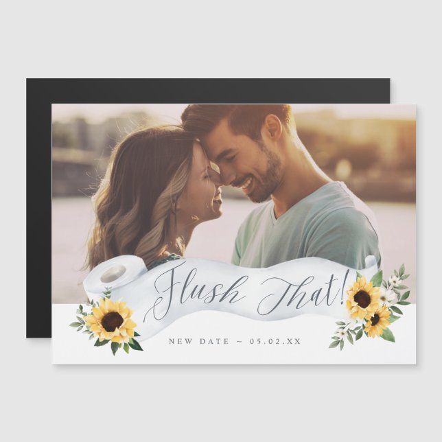 Flush the new Date Toilet Paper Roll Floral Foto Magnetkarte (Vorne/Hinten)