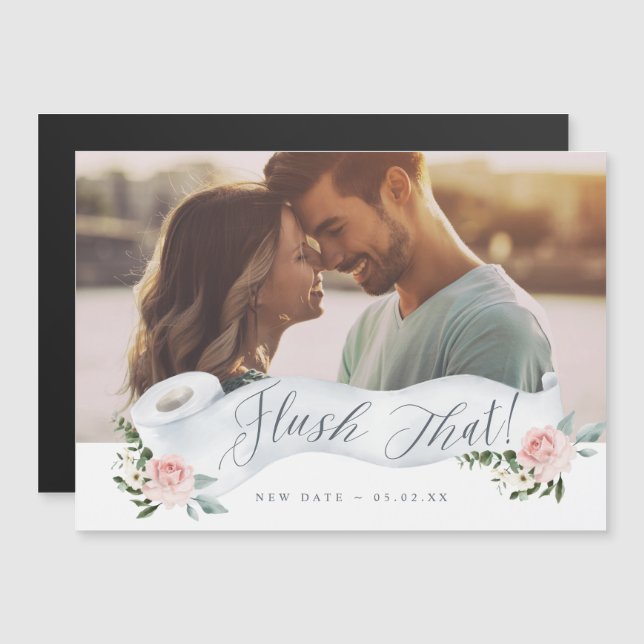 Flush the new Date Tolet Paper Roll Floral Foto Magnetkarte (Vorne/Hinten)