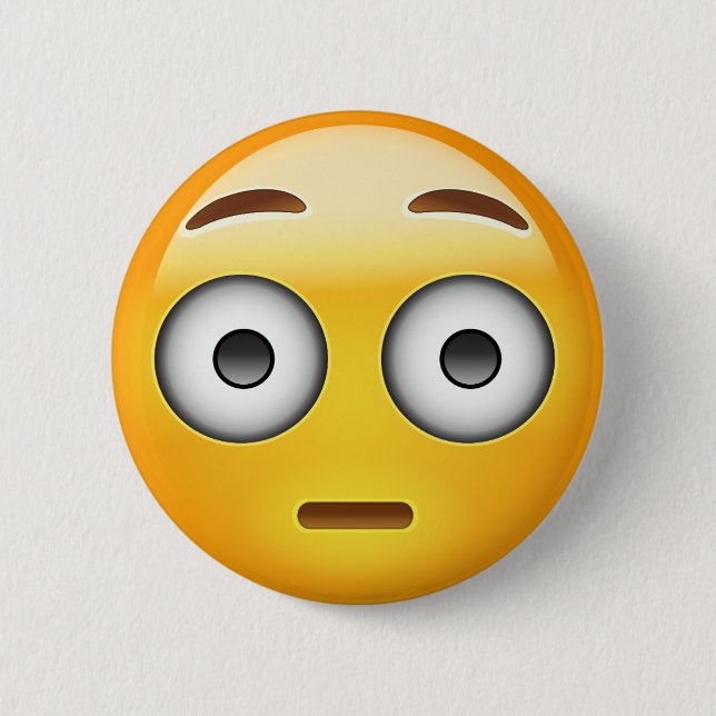 Flushed Face Emoji Button (Vorderseite)