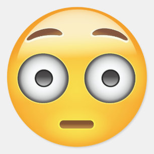 Flushed Face Emoji Runder Aufkleber