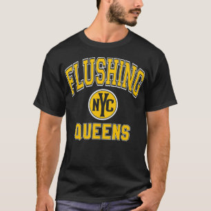 Flushing Queens NYC Varsity Style Amber Print T-Shirt