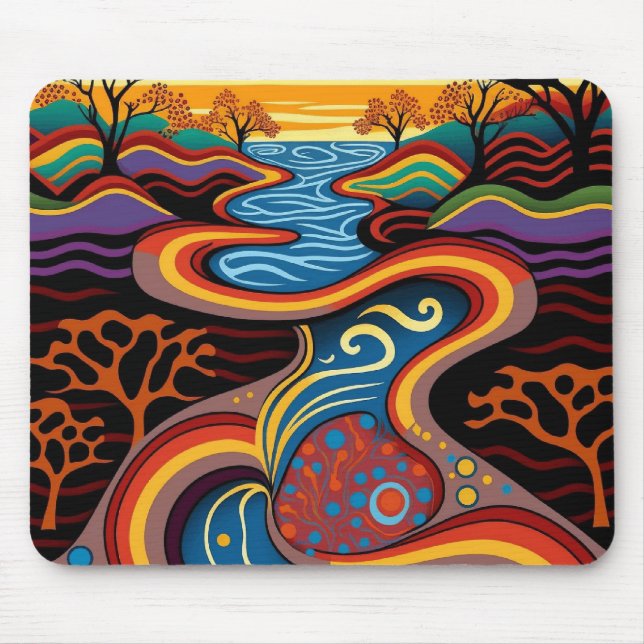 Fluss, Aborigine, Traumzeit. Mousepad (Vorne)