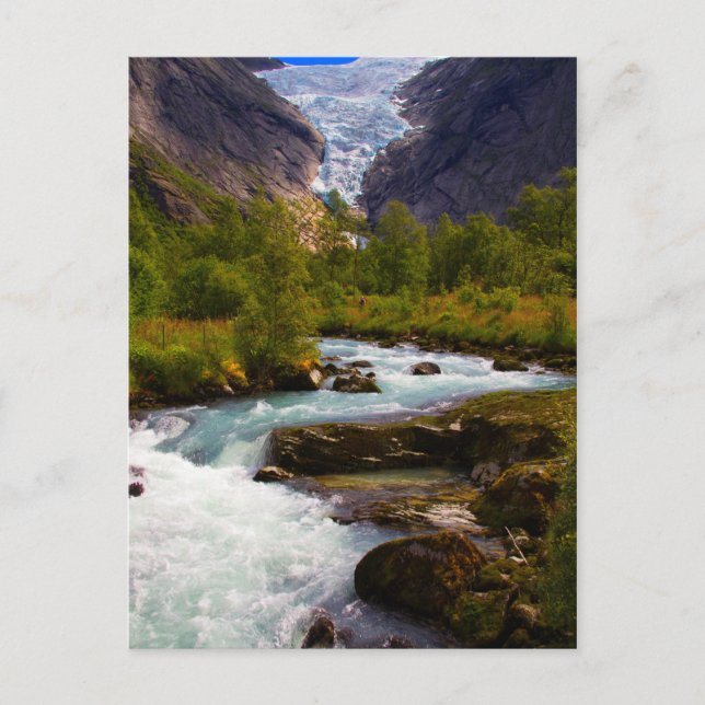 Fluss aus dem Briksdal Glacier Postkarte (Vorderseite)