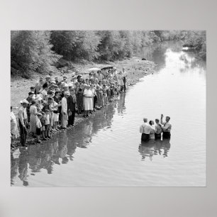 Fluss Baptism, 1940. Vintages Foto Poster