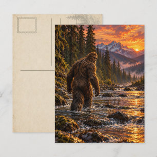 Fluss bei Dämmerung Bigfoot Postkarte