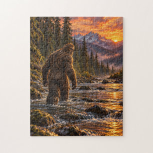 Fluss bei Dämmerung Bigfoot Puzzle
