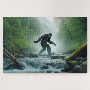 Fluss Crossing Bigfoot, Bigfoot, ruhiger Wald Puzzle