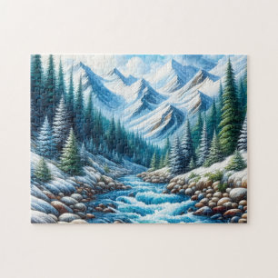 Fluss, der durch Berge fließt Puzzle