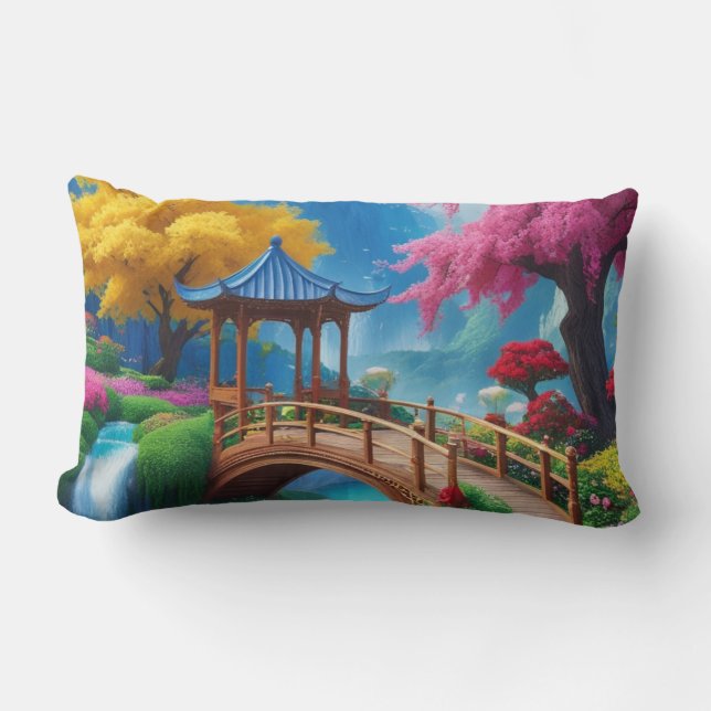 "Fluss der Träume - Fantasy Turquoise River Lendenkissen (Vorderseite)