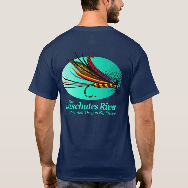 Fluss Deschutes (Fliege) T-Shirt (Rückseite)