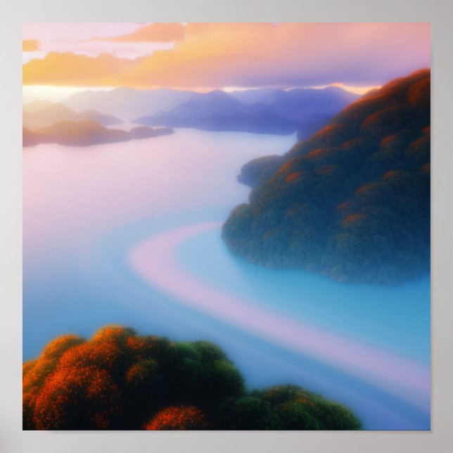 Fluss durch das Hills Poster (Vorne)