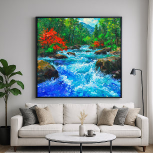 Fluss Durch Den Wald - Impressionistischer Kunstst Poster
