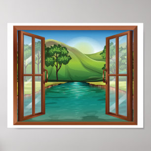 Fluss durch ein Open Window Poster