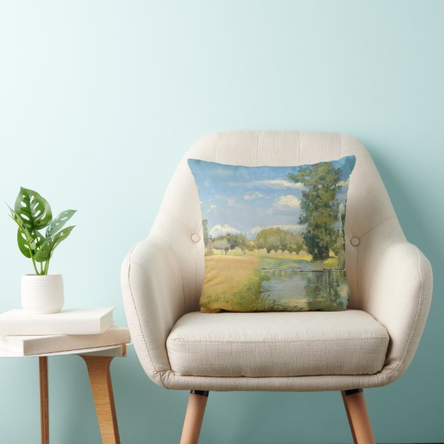 Fluss durch eine ernste Landschaft, Sommer Kissen (Stuhl )