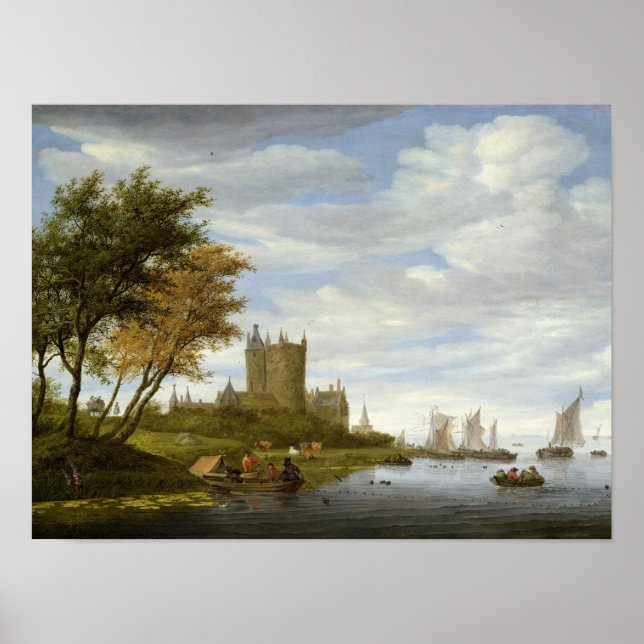 Fluss Estuary mit Schloss Poster (Vorne)